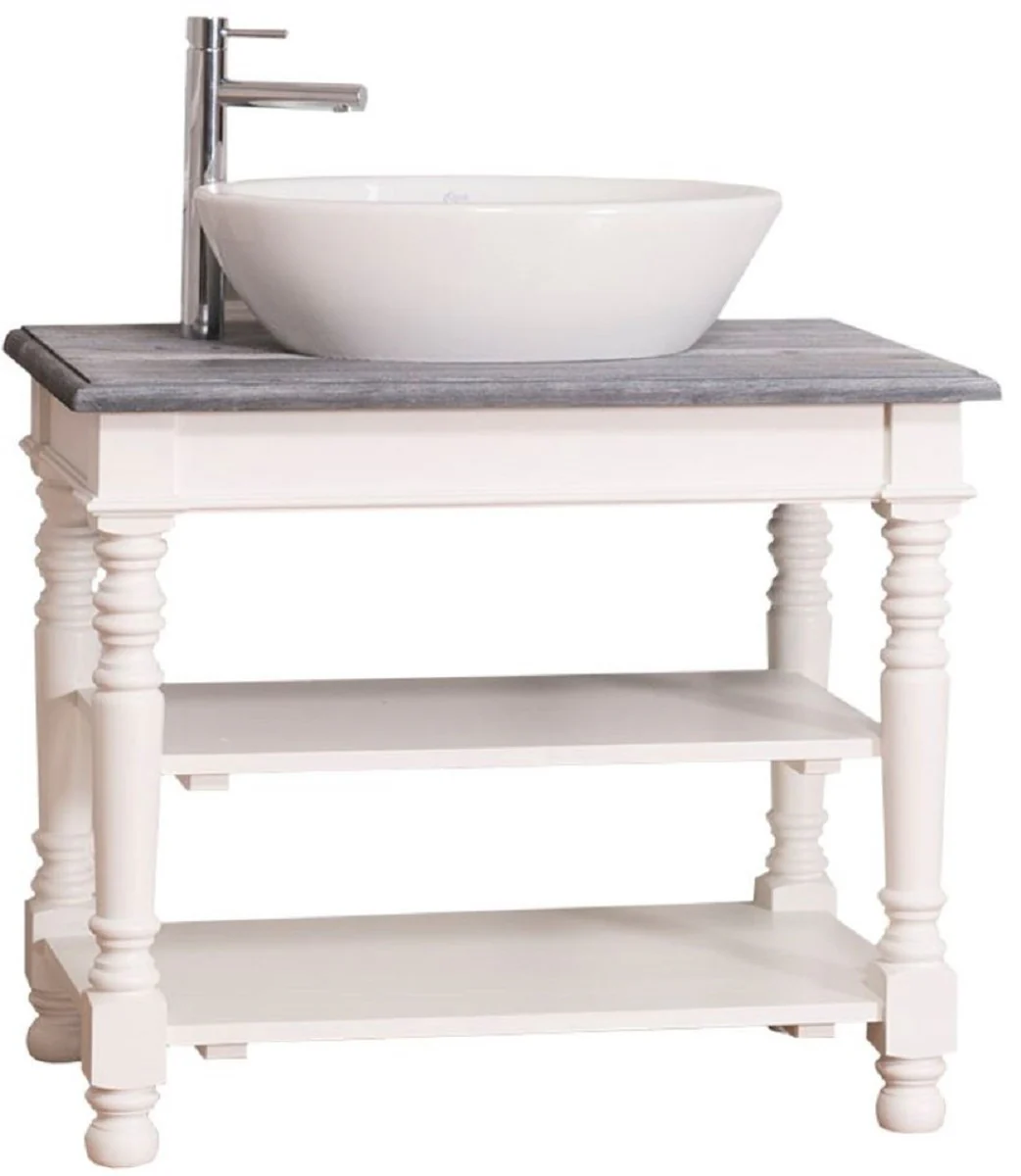 Casa Padrino Armario Lavabo Estilo Campestre Blanco / Gris 90 x 54 x H. 74 cm - Muebles de Baño de Estilo Campestre