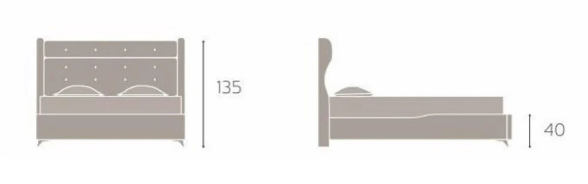 Casa Padrino cama doble de lujo rojo burdeos / blanco - Cama moderna de madera maciza - Muebles de Dormitorio y de Hotel Moderno - Colección de Lujo