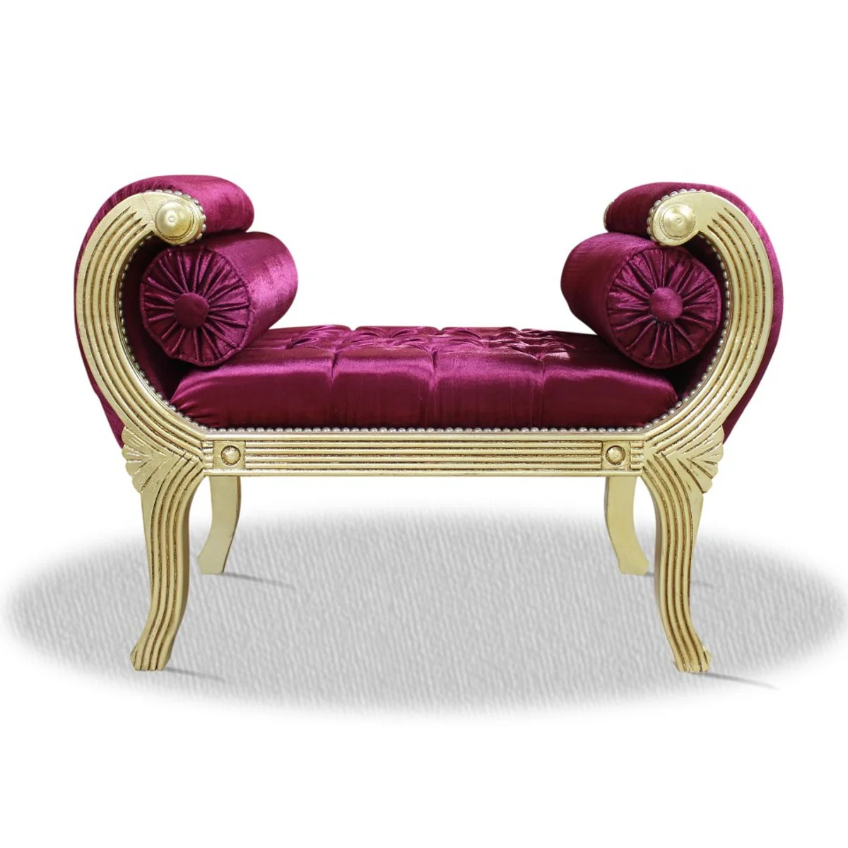 Casa Padrino barroco crema de heces de plata púrpura de 90 x 40 x 65 cm H. - Banco de lujo