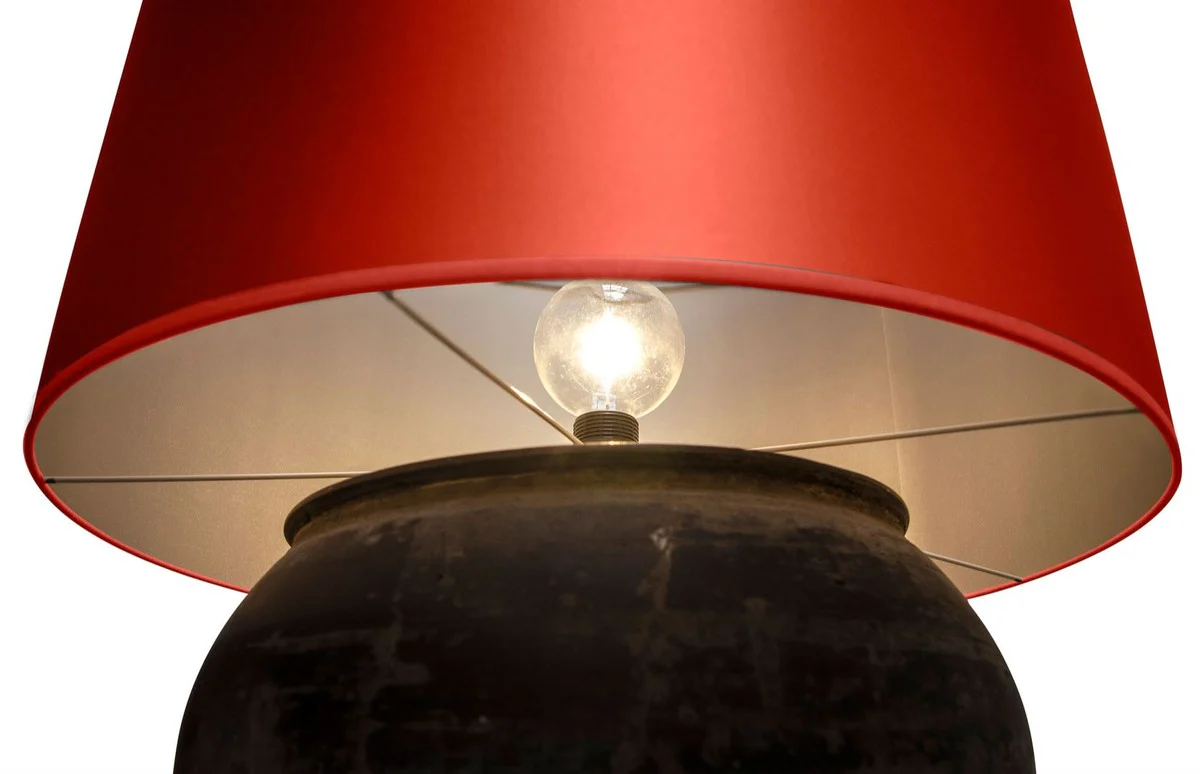 Casa Padrino lámpara de mesa de terracota de lujo gris / naranja Ø 60 x H. 72 cm - Muebles de Lujo