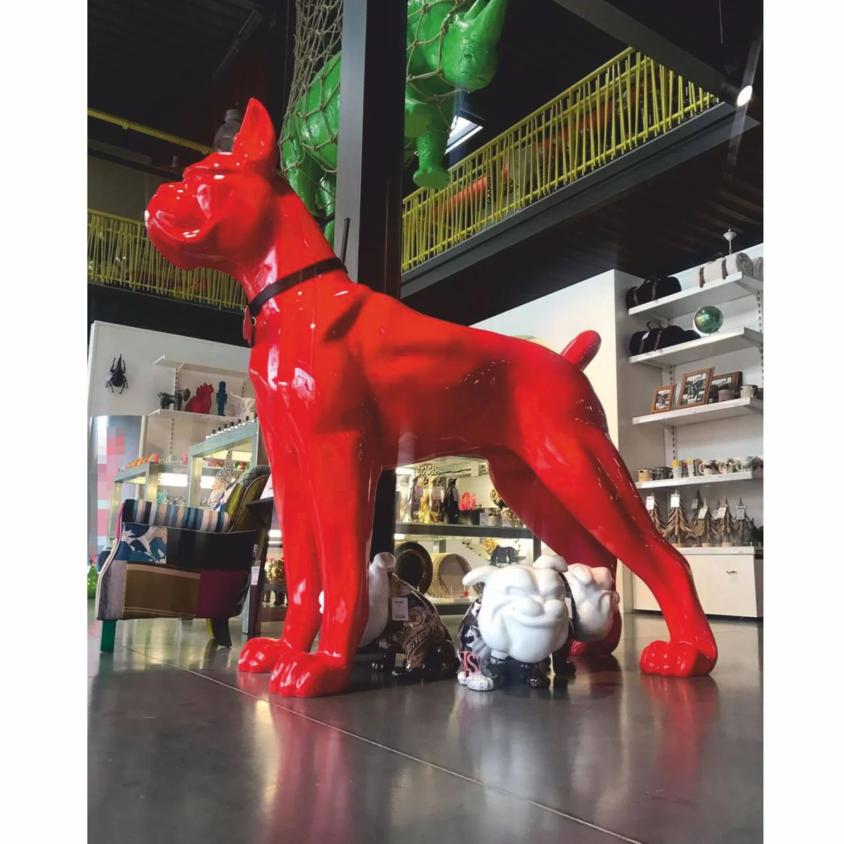 Casa Padrino escultura decorativa XXL perro boxer rojo 190 x A. 180 cm - Enorme figura de jard¨ªn