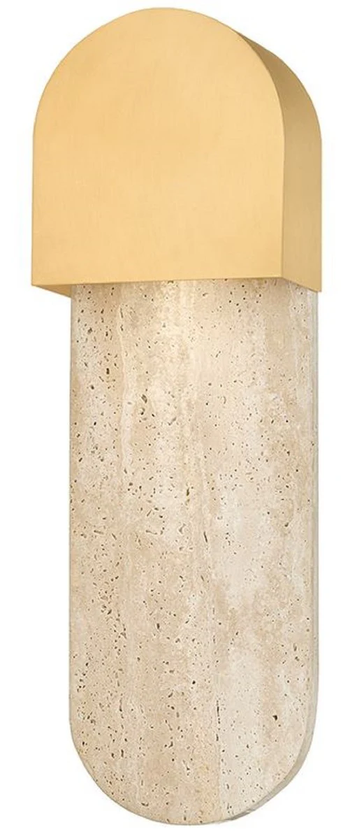 Casa Padrino l¨¢mpara de pared LED de travertino de lujo beige / lat¨®n A. 40,64 cm