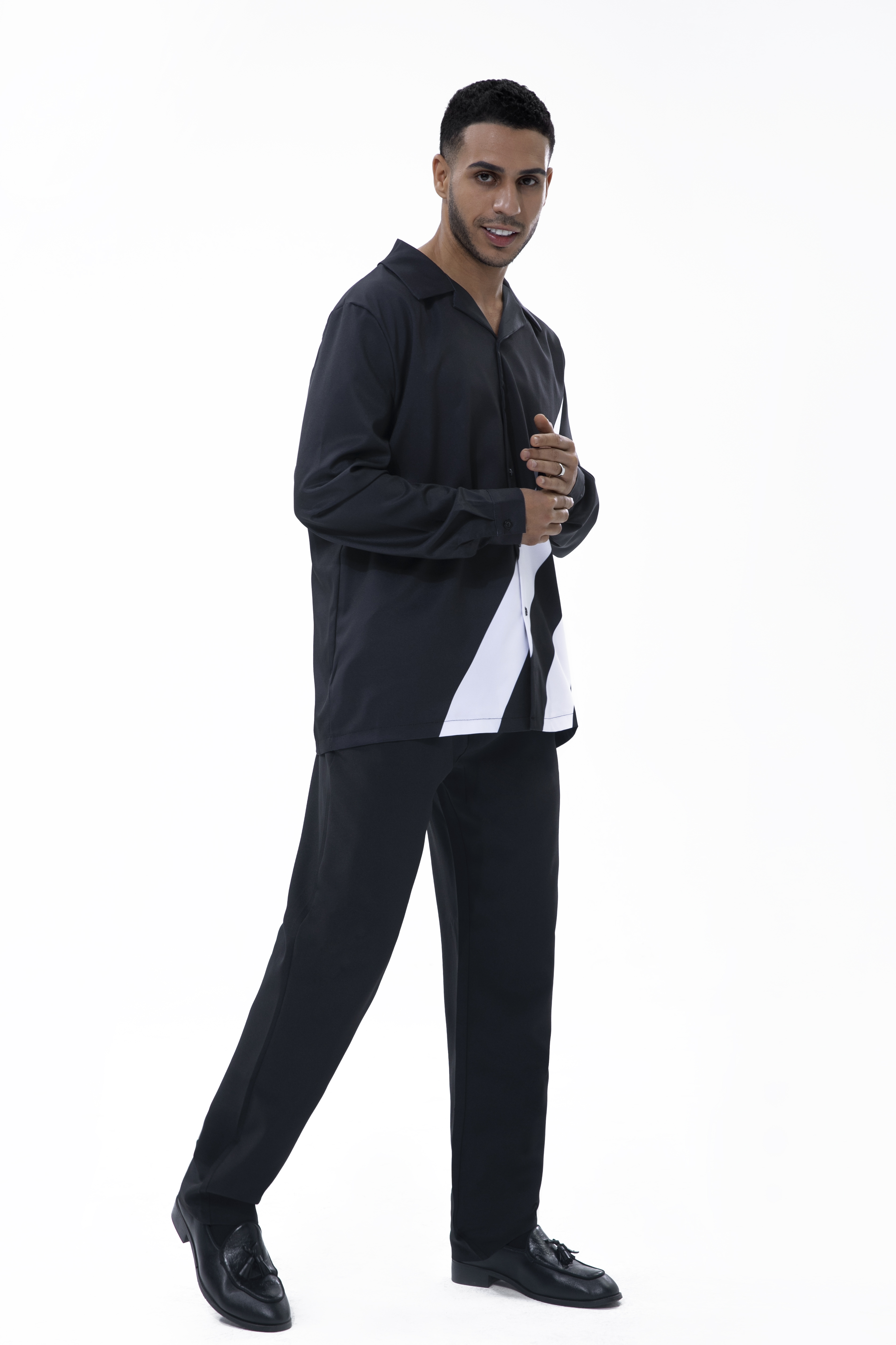 Suitmens Black Walking Suit 2 Piece Long Sleeve Set