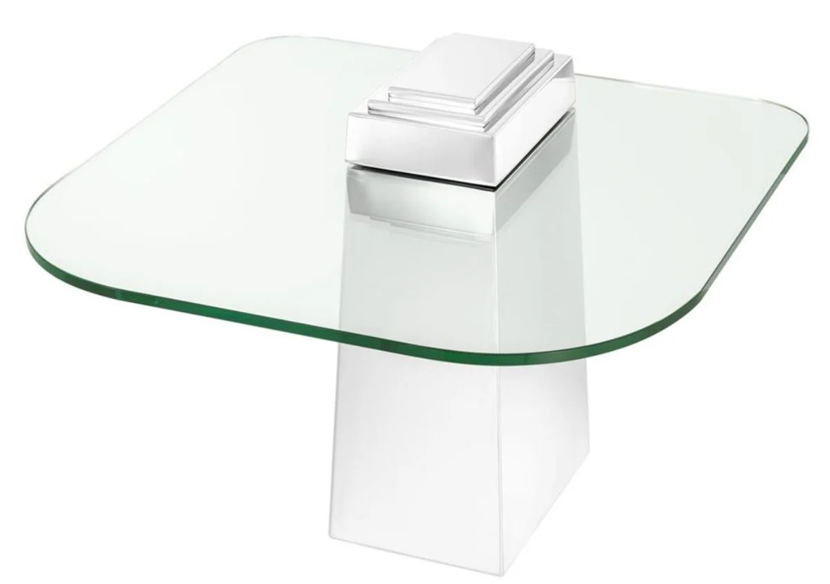 Casa Padrino mesa auxiliar de lujo plata 65 x 65 x H. 51 cm - Calidad de Lujo