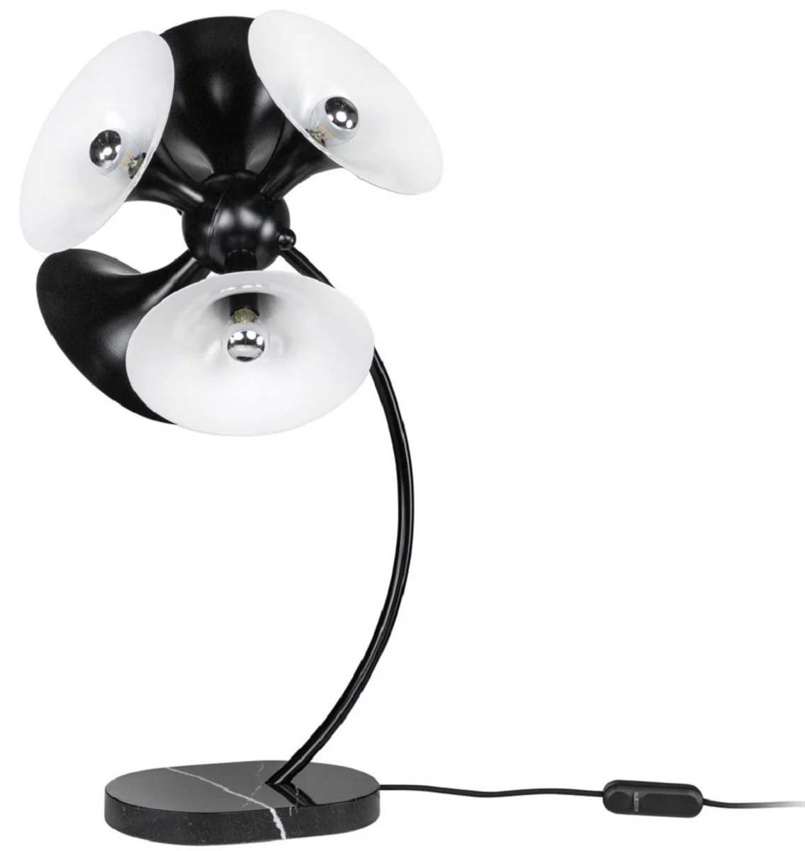 Casa Padrino lámpara de mesa de lujo negro / blanco 41 x 41 x H. 77 cm - Lámpara de Escritorio - Lámpara de Aluminio con Base de Mármol - Lámpara de Salón - Lámpara de Oficina