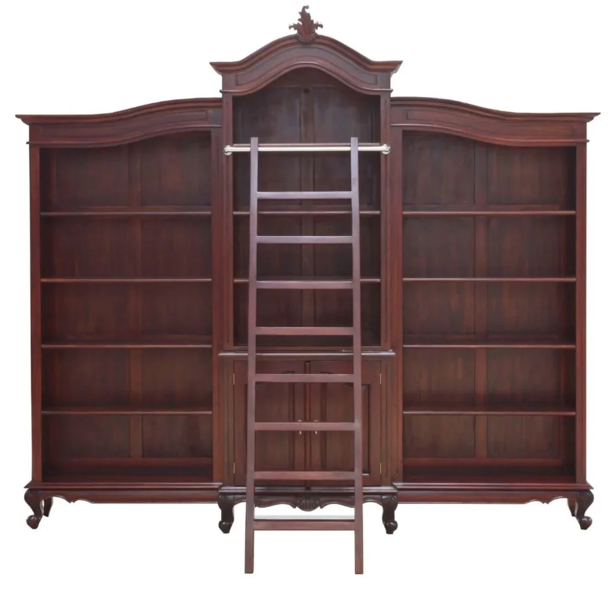 Casa Padrino armario de libros barroco de lujo de caoba marr¨®n oscuro 280 x 47 x A. 245 cm - Magn¨ªfico gabinete de estilo barroco con escalera - Muebles de oficina barrocos - Noble y magn¨ªfico