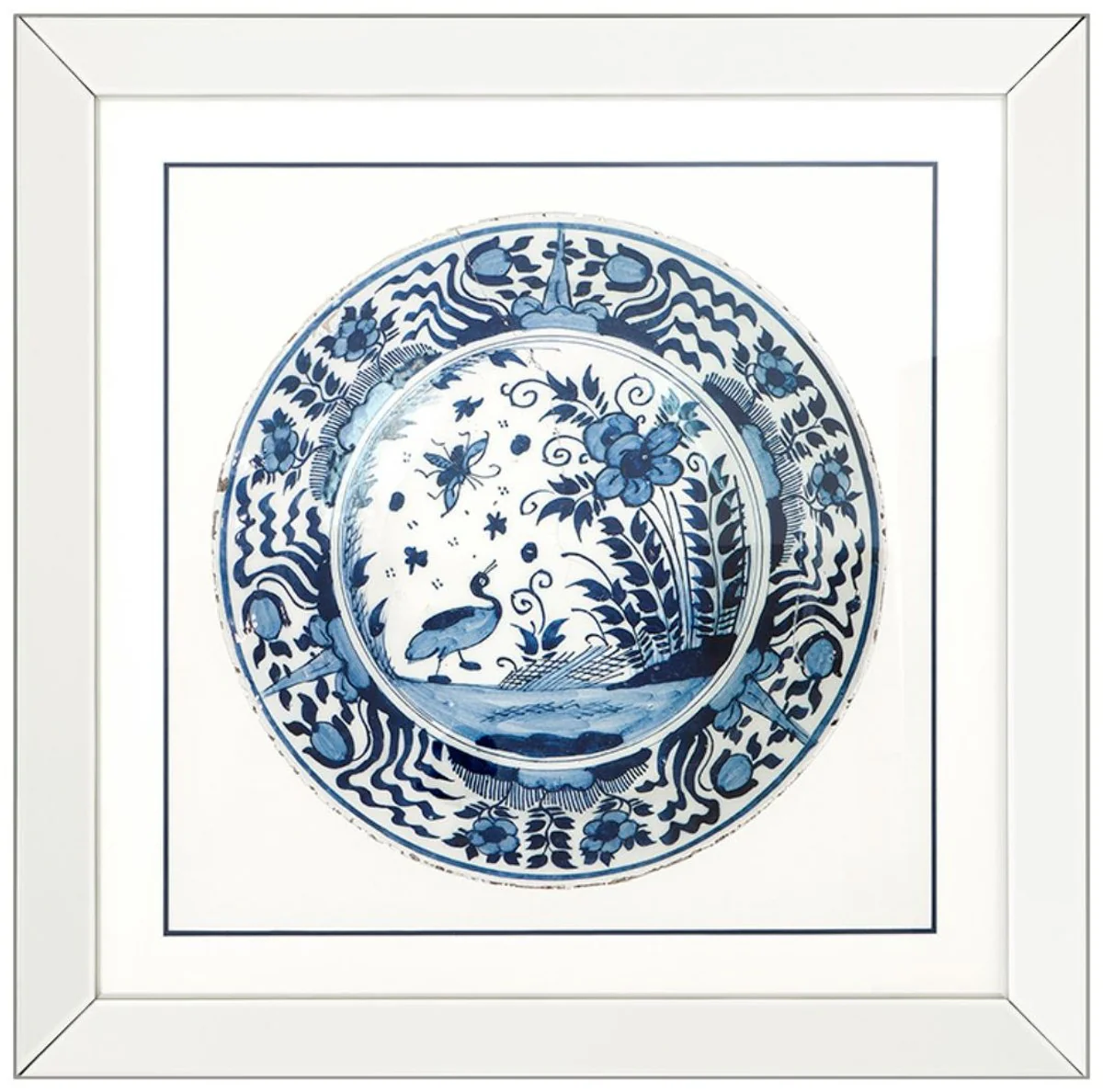 Casa Padrino imágenes set / set de impresión de 4 platos de porcelana china antigua blanco / azul 80 x H. 80 cm - Decoración de Pared de Lujo
