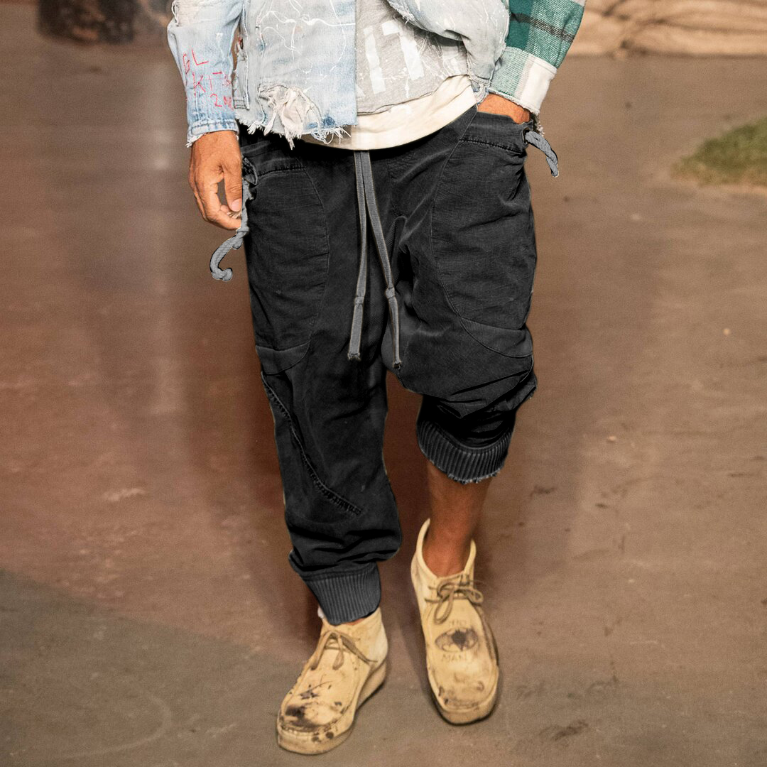 Mens Fashion Stitching Pull-out Casual Pants