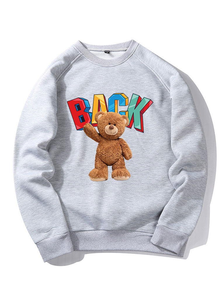 Cute Bear Print Raglan Sleeve Sweatshirt