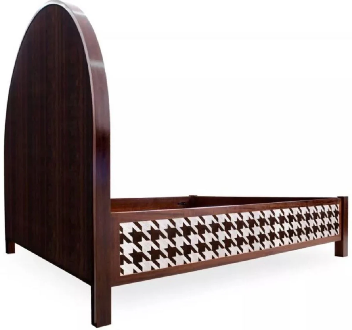 Casa Padrino cama doble Art Deco de lujo marr¨®n oscuro / blanco 214 x 191 x A. 180 cm - Cama de madera maciza - Muebles de dormitorio - Muebles de hotel - Muebles Art Deco - Muebles de lujo