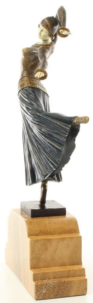 Casa Padrino bailarín de figura de bronce de lujo multicolor / beige 26 x 9 x H. 46,9 cm - Figura de Deco