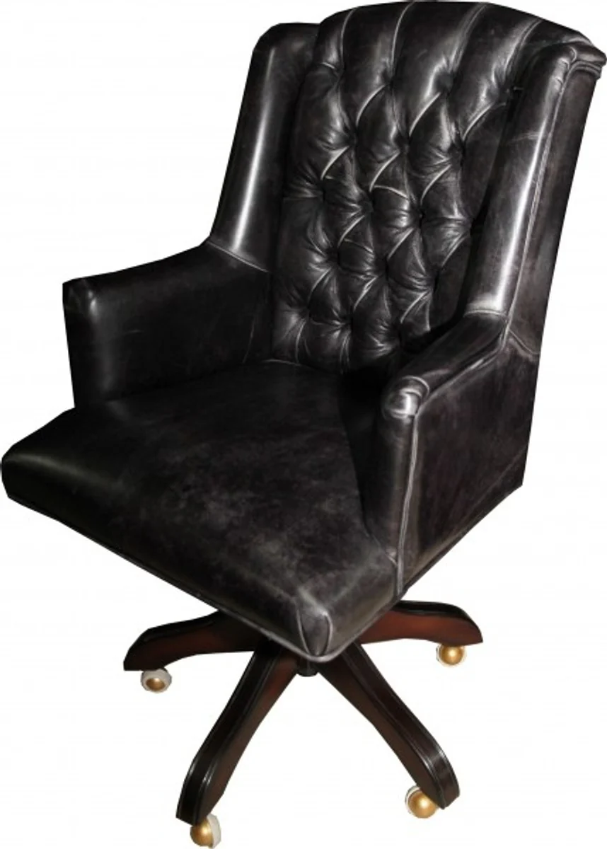 Casa Padrino luxury leather executive chair office chair black vintage look leather swivel desk chair - Head Office