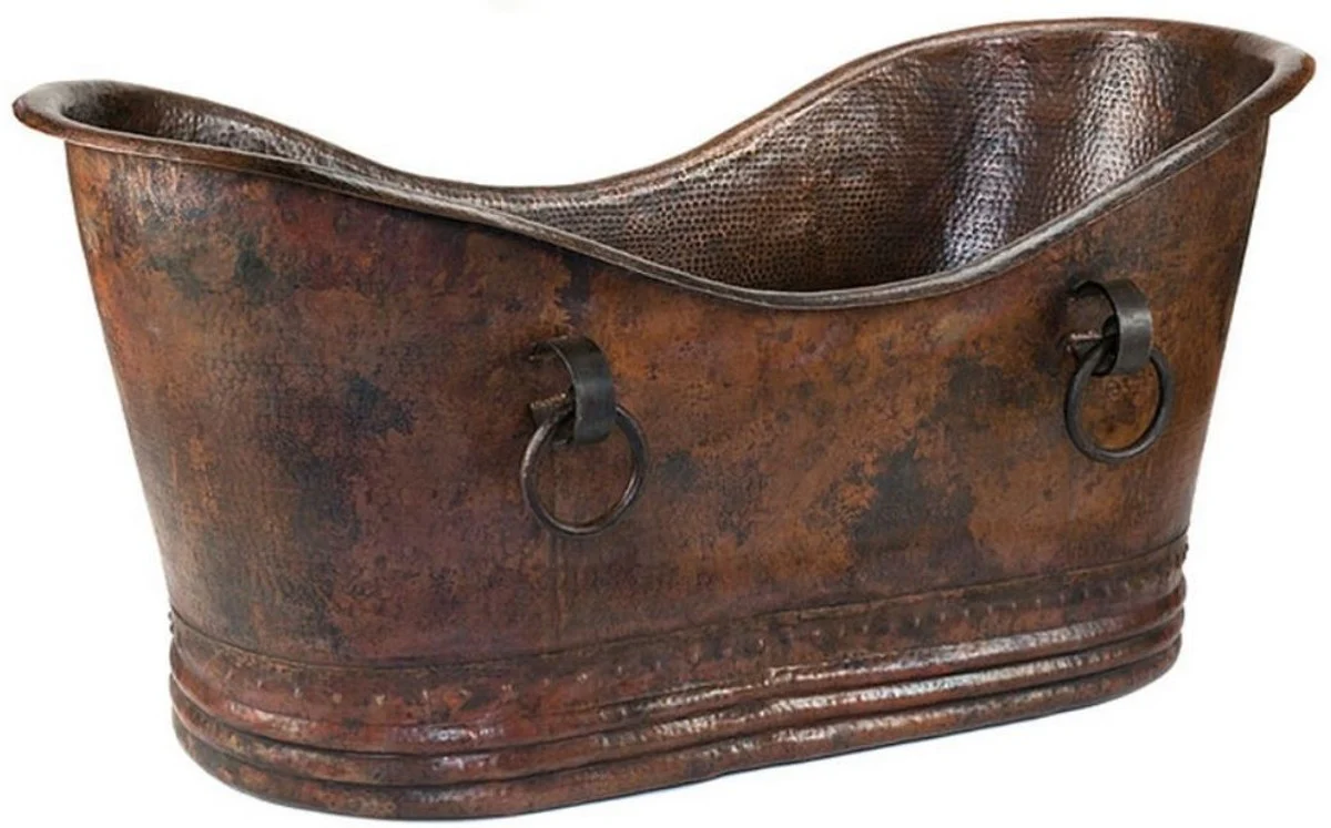 Casa Padrino bañera de cobre Art Nouveau de lujo con asas decorativas 170 x 81 x A. 81 cm - Bañera retro independiente - Muebles de baño rústicos