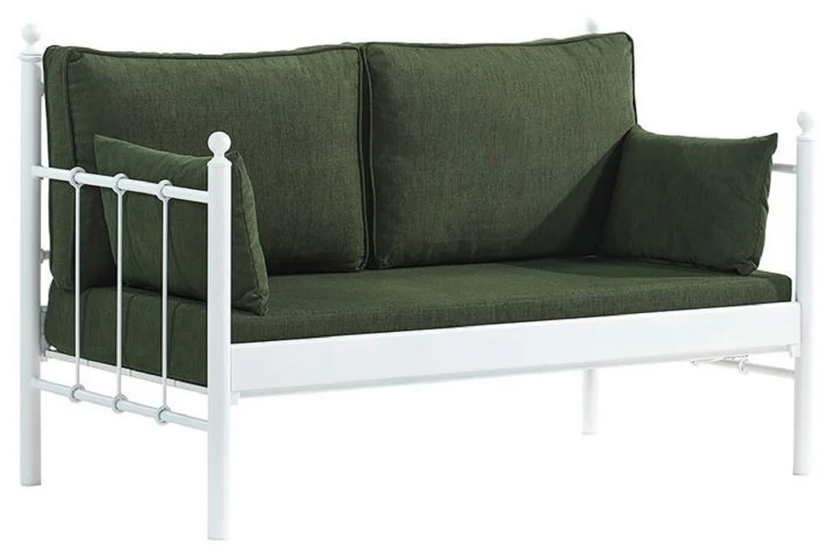 Casa Padrino sofá de jardín Art Nouveau blanco / verde oscuro 140 x 70 x A. 92 cm - Sofá de Jardín - Sofá de Terraza - Muebles de Jardín y Terraza Art Nouveau