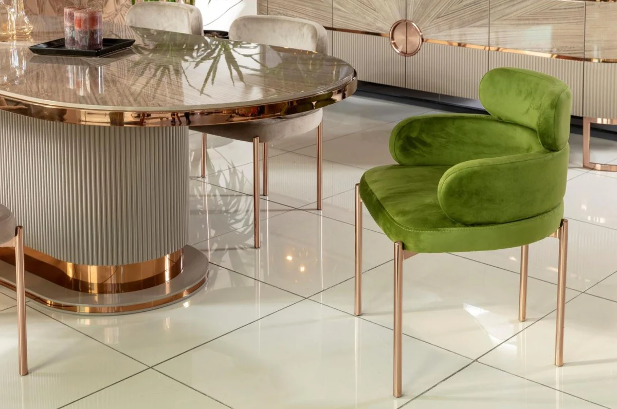 Casa Padrino mesa de comedor de lujo gris / cobre 220 x 105 x A. 75 cm - Mesa de cocina ovalada - Muebles de comedor - Muebles de cocina - Muebles de lujo - Interior de lujo