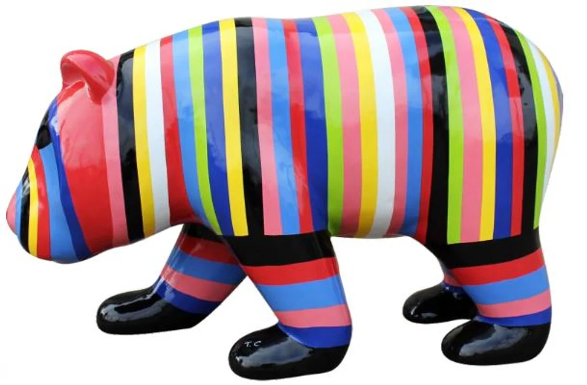 Casa Padrino figura decorativa de diseño oso rayas multicolor 165 x 65 x A. 90 cm - Escultura decorativa enorme - Figura de Jardín - Decoración de Jardín de Lujo