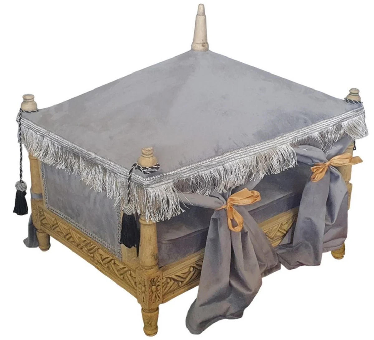 Casa Padrino cama de perro barroco gris / natural - Cama de perro de estilo antiguo hecha a mano - Magníficos muebles para perros en estilo barroco - Muebles barrocos para mascotas