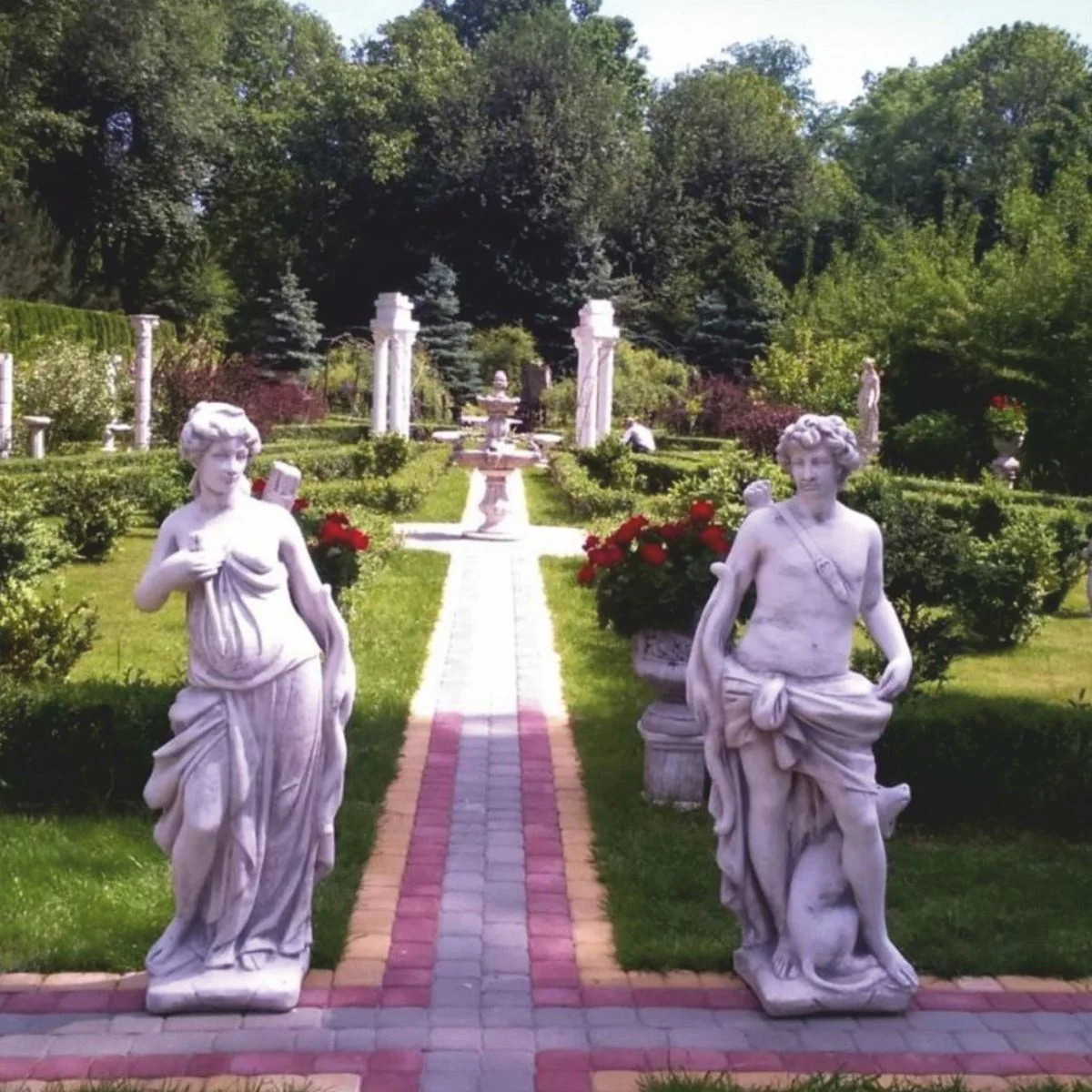 Casa Padrino conjunto de esculturas decorativas de jard¨ªn Art Nouveau hombre y mujer gris - Figuras de jard¨ªn