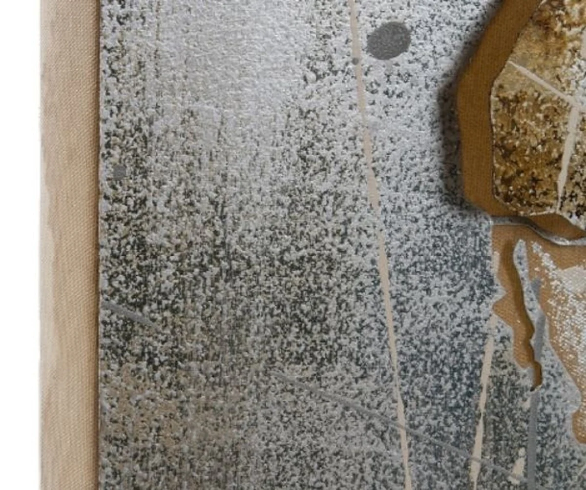 Casa Padrino mapa del mundo de la pintura al óleo de metal de lujo multicolor 120 x 5 x H. 80 cm - Pintura al óleo con efecto 3D