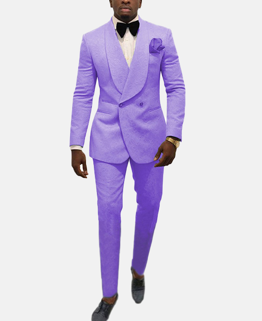 Dressy Plain Lapel Collar Double Breasted Slim Fit Blazer & Straight Pants 2Pcs Set