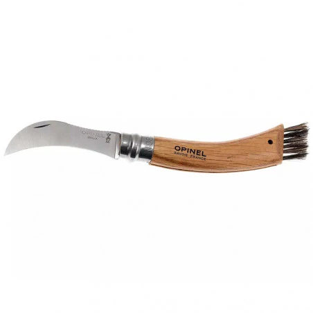 Opinel Champiñon Nº8 Inox con cepillo + funda – Navaja de bolsillo para setas