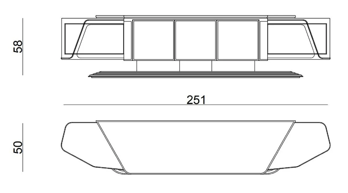 Casa Padrino gabinete de TV de lujo gris / oro 251 x 50 x A. 58 cm - Aparador de madera maciza con 5 puertas - Muebles de sal¨®n - Muebles de lujo - Interiores de lujo