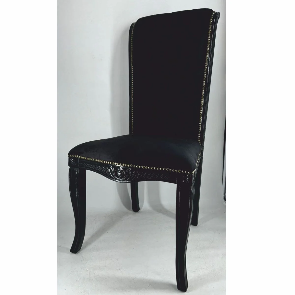 Casa Padrino silla de comedor barroco con respaldo alto negro A. 118 cm - Muebles barrocos