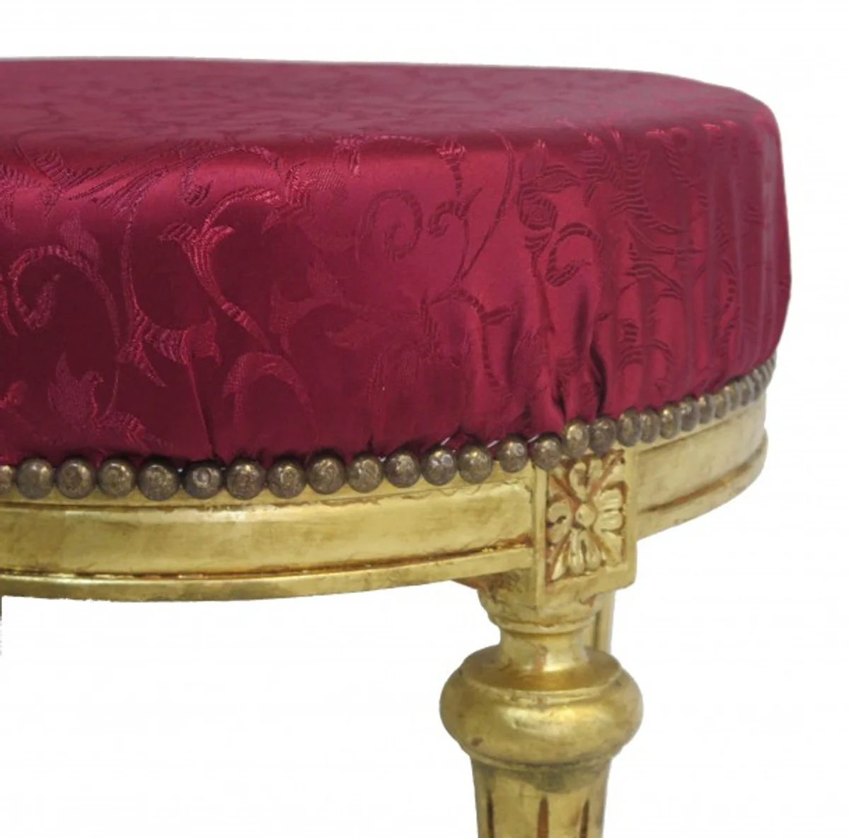 Casa Padrino barroco del taburete taburete redondo Burdeos tela del modelo rojo / oro