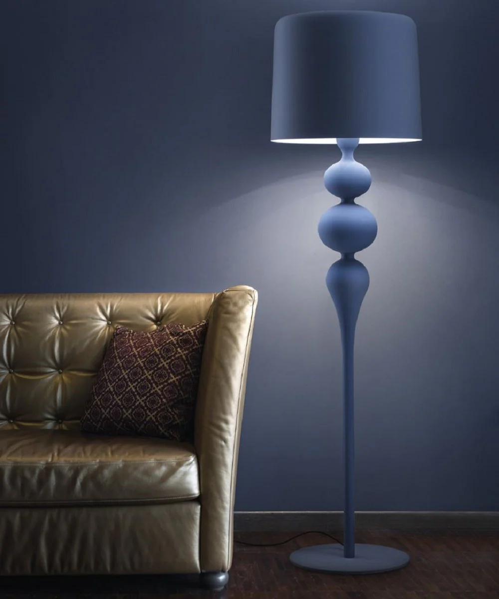 Casa Padrino lámpara de pie Art Deco de lujo azul Ø 50 x A. 180 cm - Lámpara de pie Art Deco redonda con pantalla de aluminio - Lámparas de pie de lujo - Calidad de lujo - Hecho en Italia