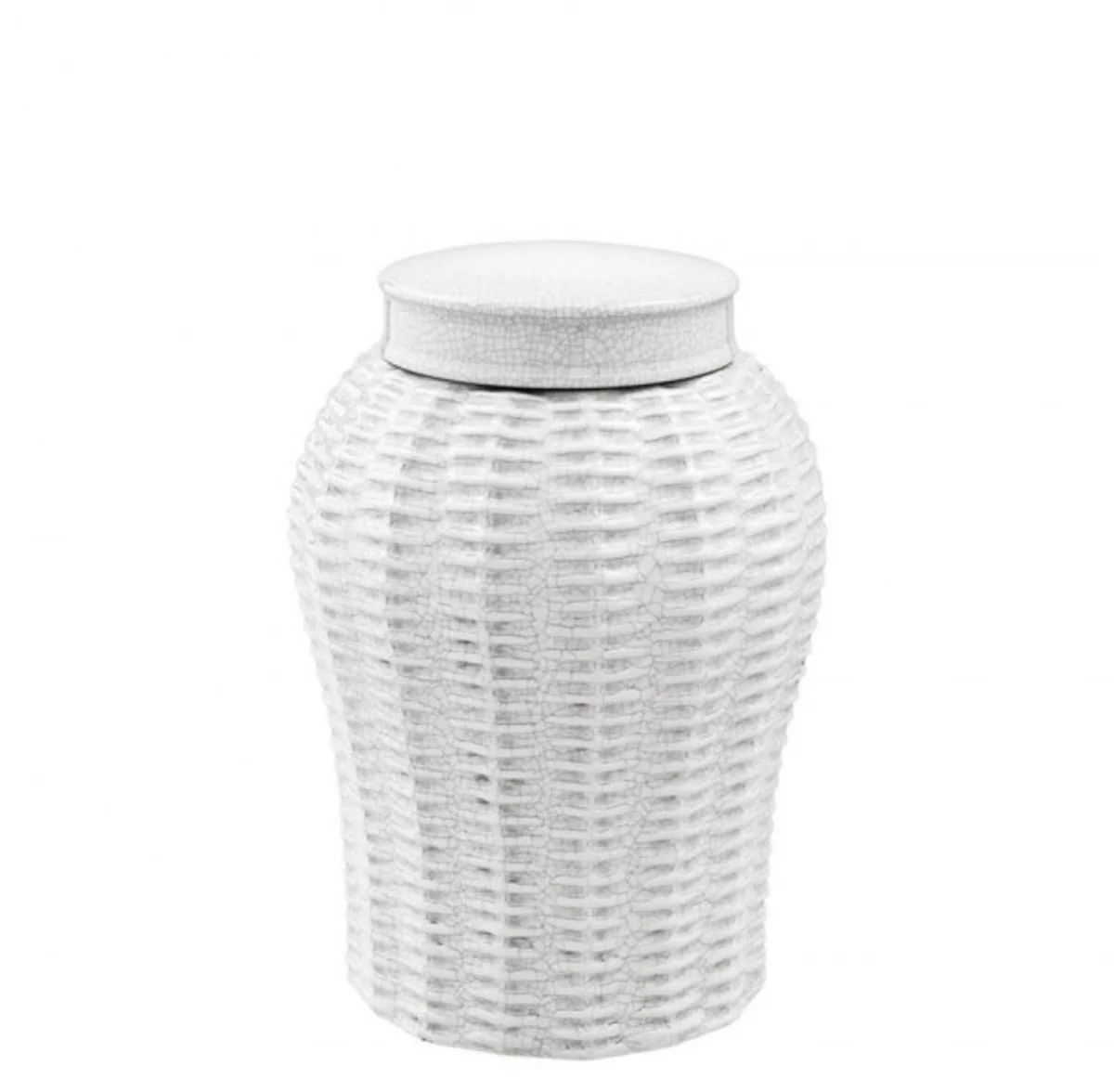 Casa Padrino designer ceramic vase with lid white diameter 18 x H. 26 cm - Luxury Vase