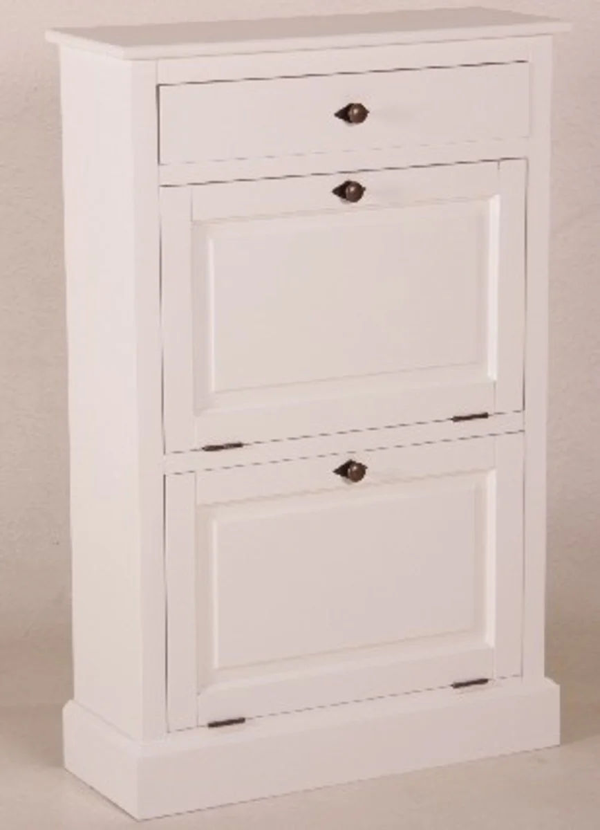Casa Padrino Shabby Chic Country Style Shoe Cabinet White B 75 H 115 cm furniture shoe cabinet