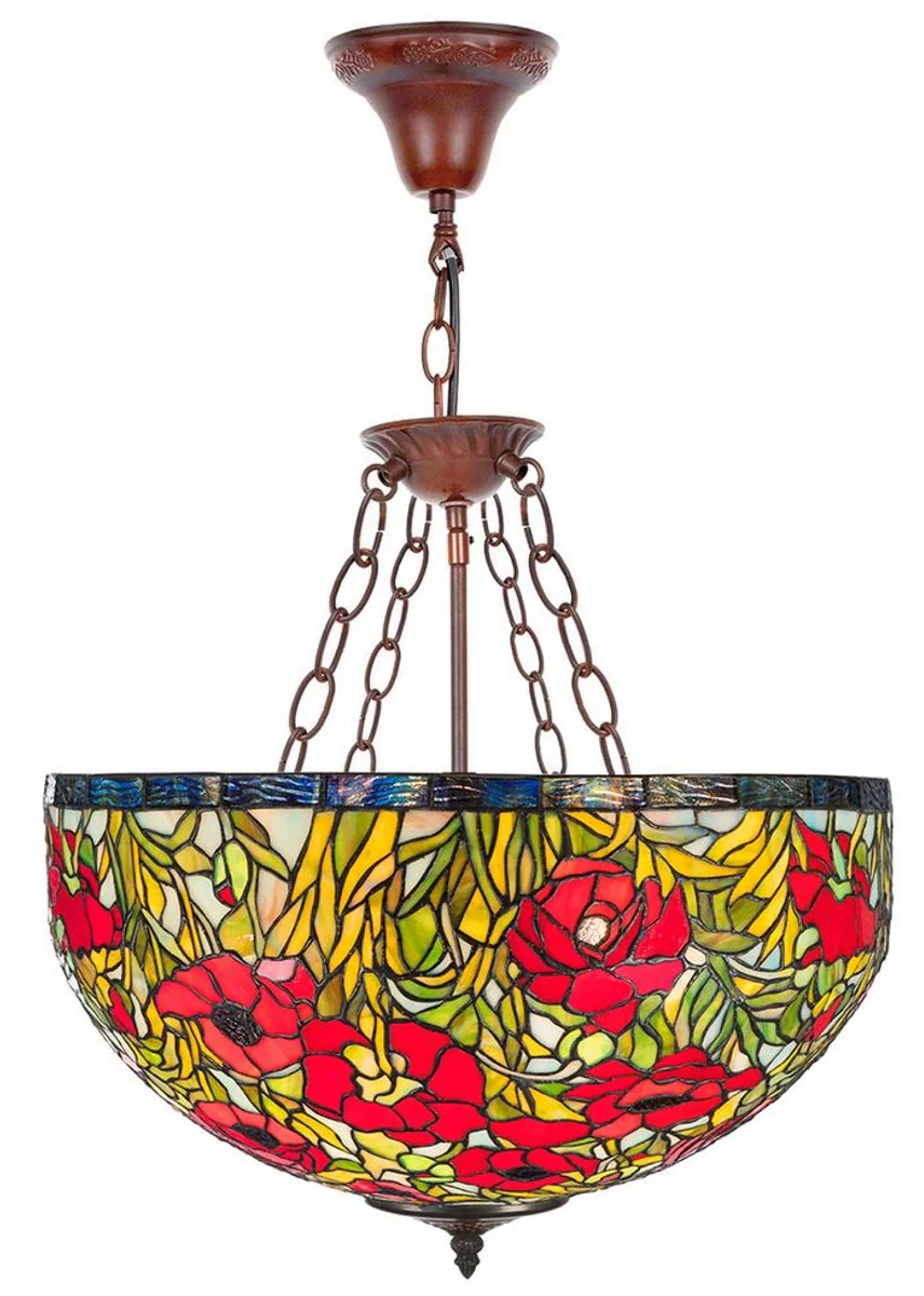 Casa Padrino Tiffany Pendant Lamp Multicolor Ø 50 x H. 110 cm - Handmade Tiffany Pendant Light