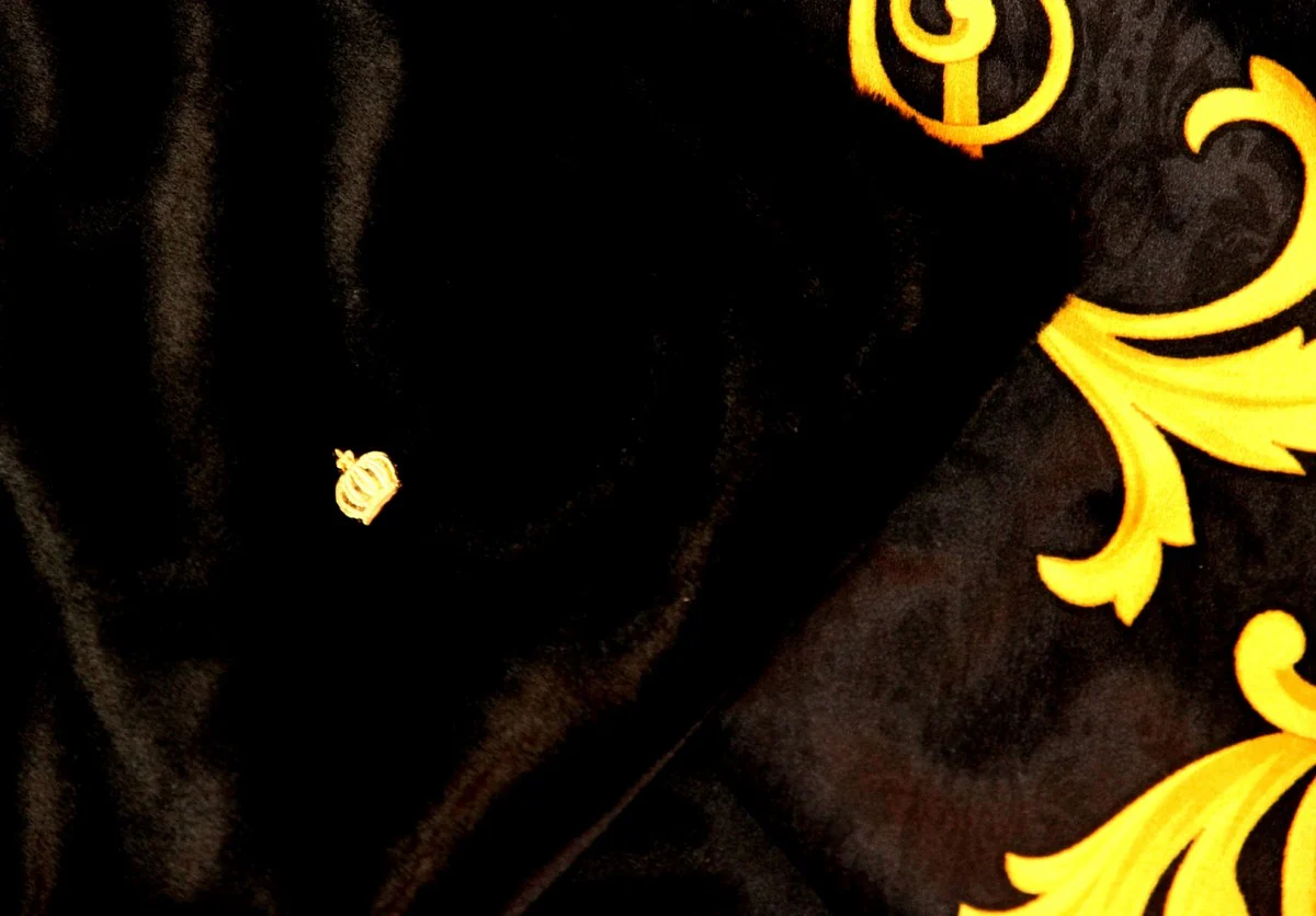 Manta de lujo Pomp??s de Casa Padrino barroco negro / oro de Harald Gl??ckler con pedrer¨ªa