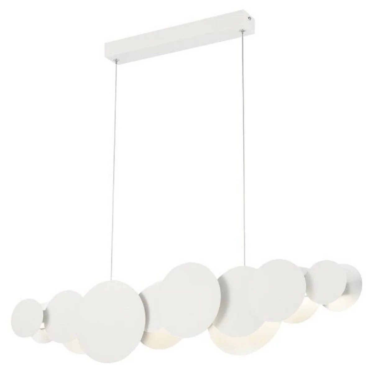 Casa Padrino Lámpara Colgante LED de Diseño Blanco / Plata 82 x 8 x H. 38 cm - Lámpara Colgante de Lujo