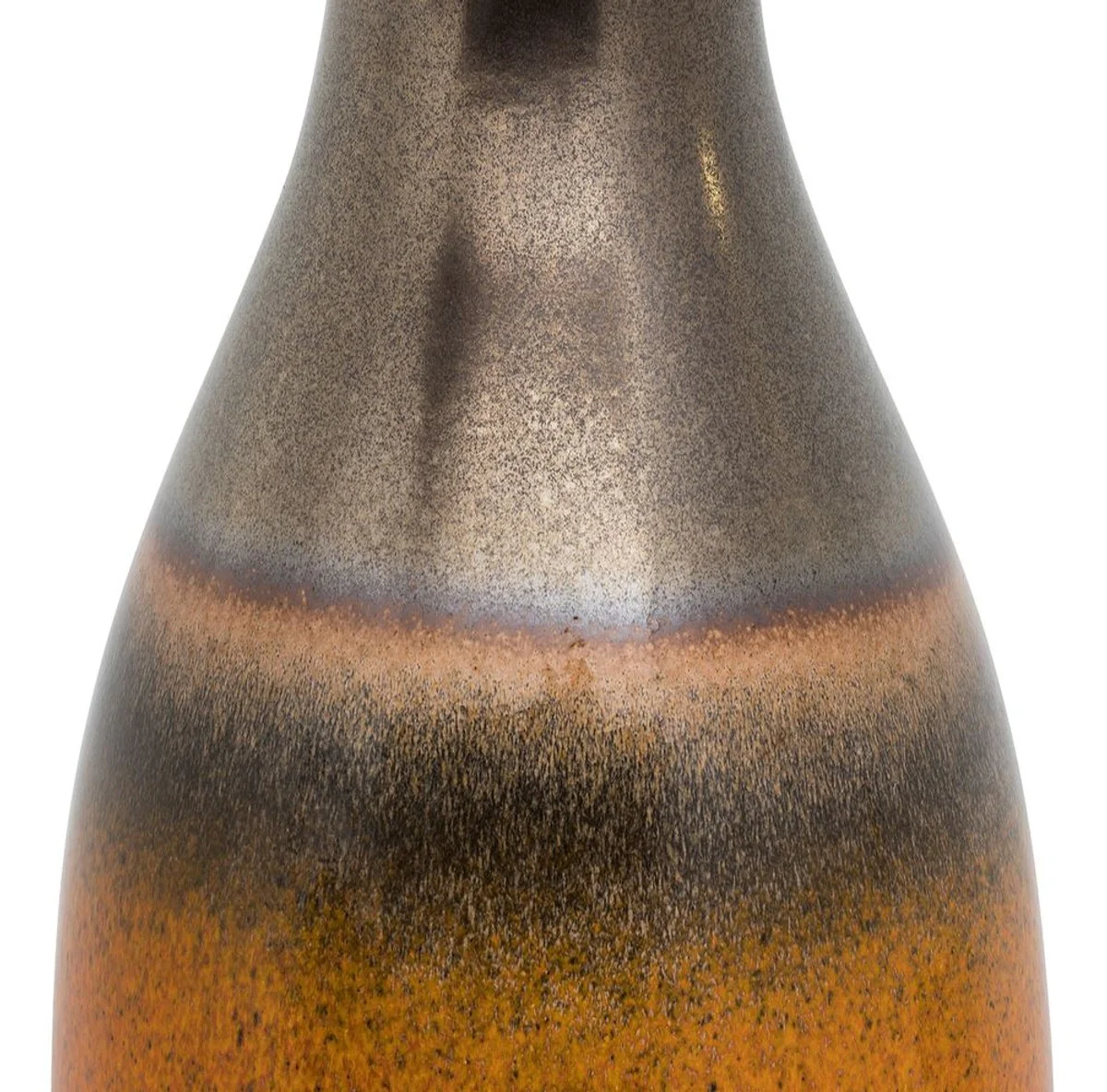 Casa Padrino lámpara de mesa de cerámica de lujo plata / naranja Ø 60 x H. 113 cm - Lámpara de mesa hecha a mano con pantalla de lámpara negra