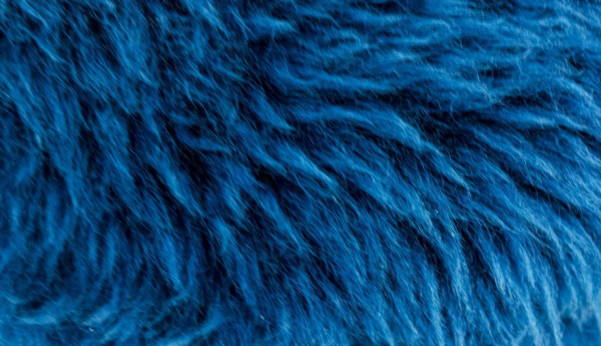 Casa Padrino Luxury Stool Blue / Black Ø 40 x H. 57 cm - Stool with Sheepskin