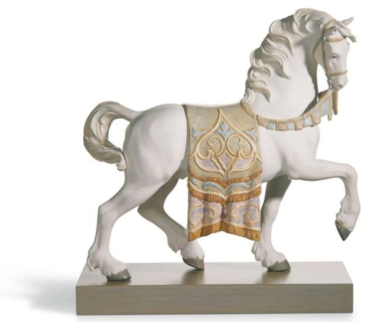 Casa Padrino Luxury Porcelain Royal Ross Matt White / Multicolor 40 x H. 42 cm - Handmade Luxury Deco Horse