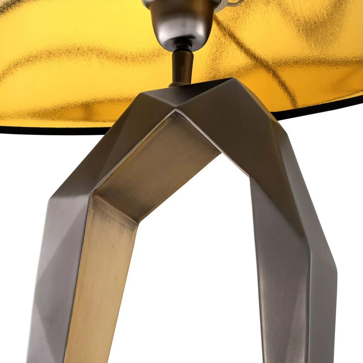 Casa Padrino lámpara de mesa de lujo bronce de cañón / latón antiguo / negro 50 x 30 x A. 86,5 cm - Lámpara de escritorio con base de mármol y pantalla ovalada - Iluminación de lujo