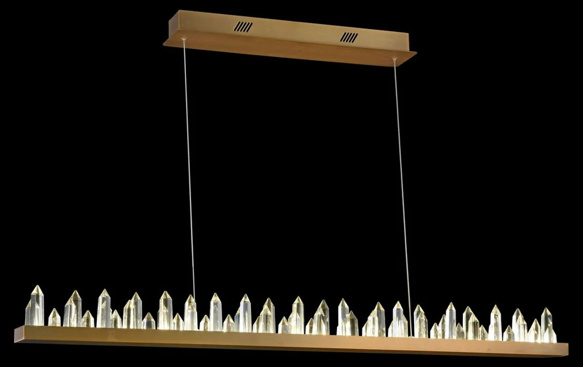 Casa Padrino LED pendant lamp with brass colored metal frame and crystal jagged 115 x 9 x H. 10.4 cm - Living Room Furniture