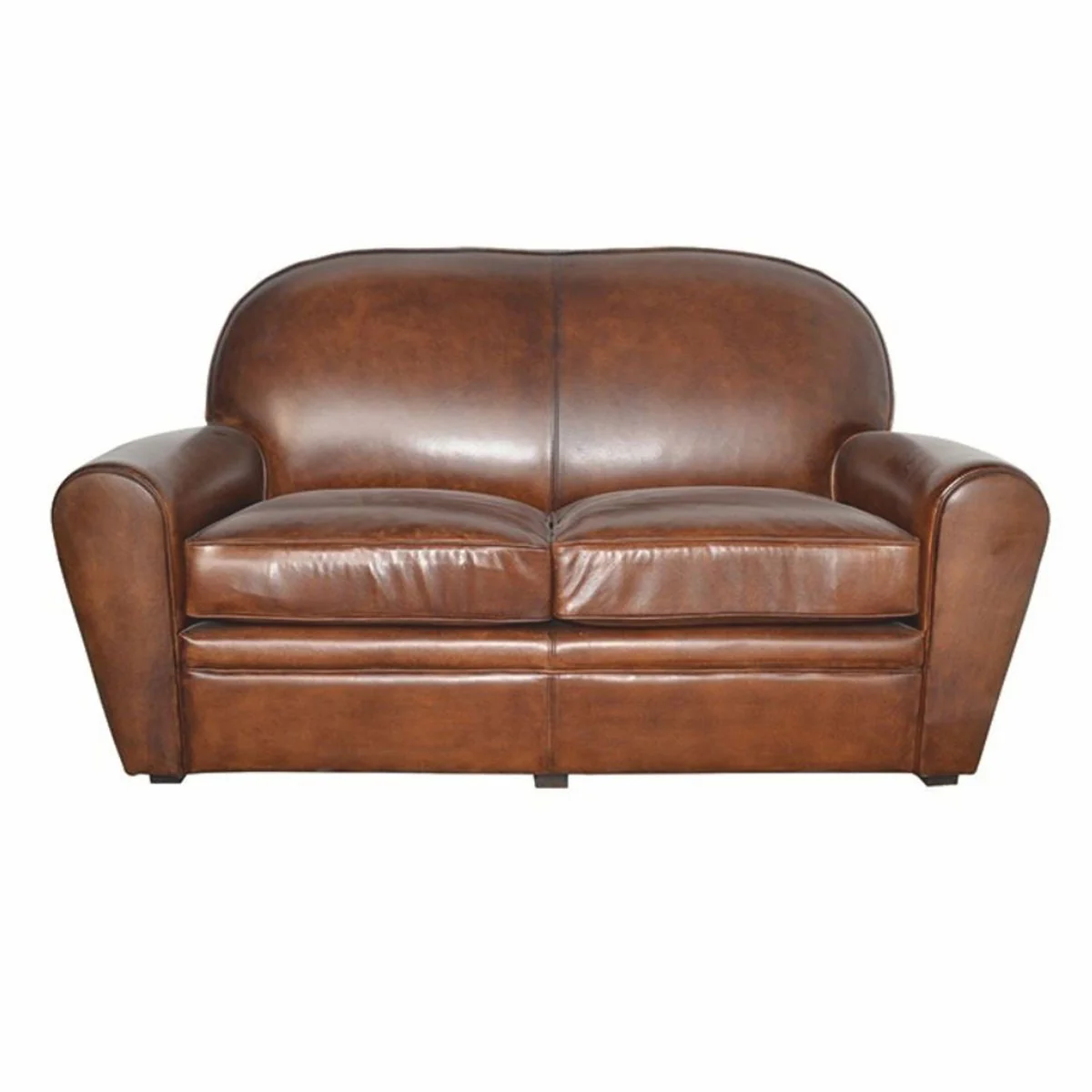 Casa Padrino sof¨¢ de cuero de lujo marr¨®n 150 cm - Sof¨¢ de sal¨®n de cuero genuino