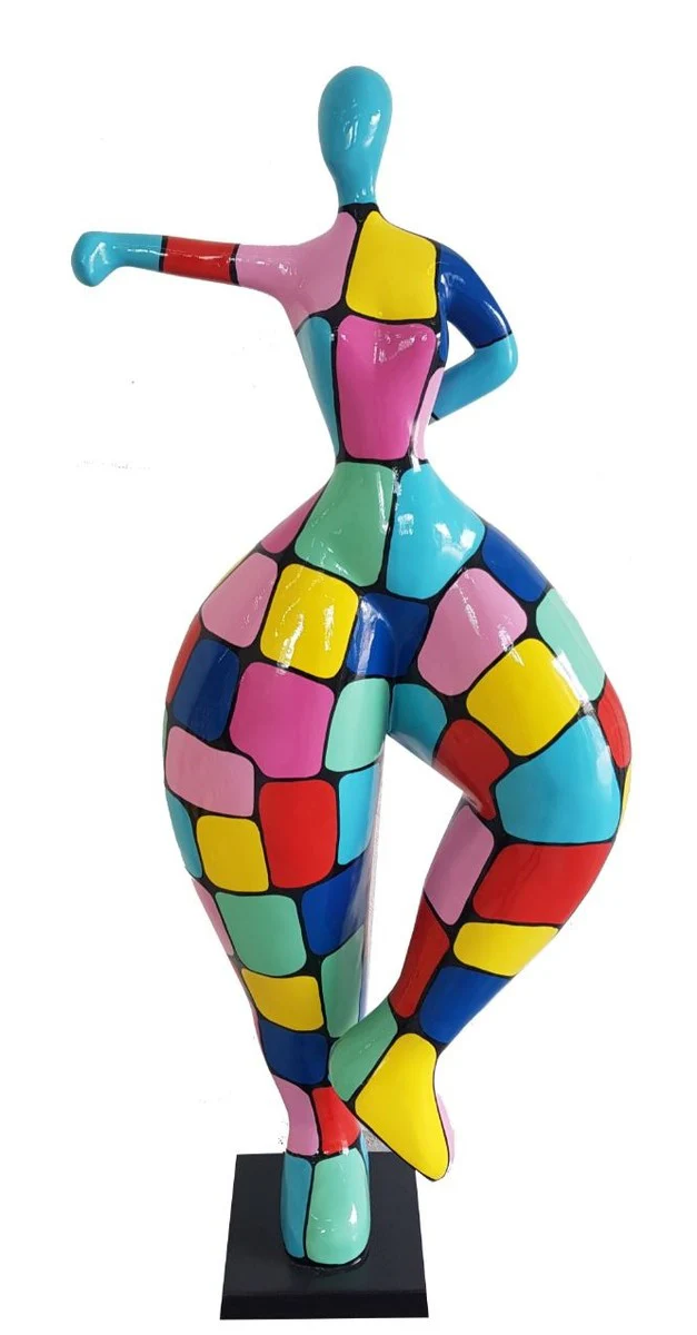 Casa Padrino escultura de diseño mujer haciendo deporte multicolor A. 85 cm - Figura de Decoración - Escultura de Decoración de Jardín - Figura de Jardín de Lujo