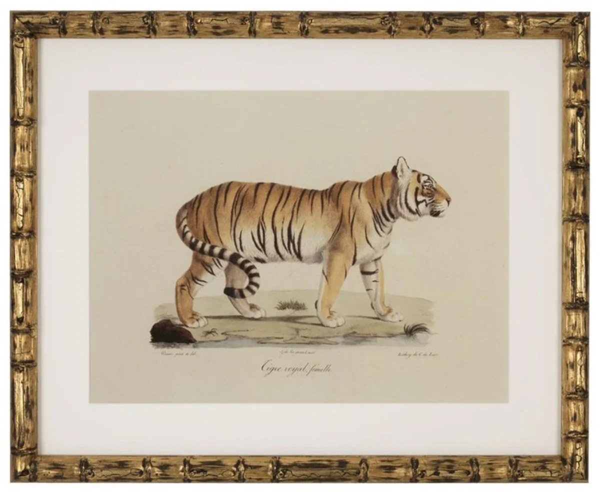 Casa Padrino Imágenes de Conjunto Lion Tiger Jaguars Oro Antiguo 54 x H. 44 cm - Decoración de Pared de Lujo