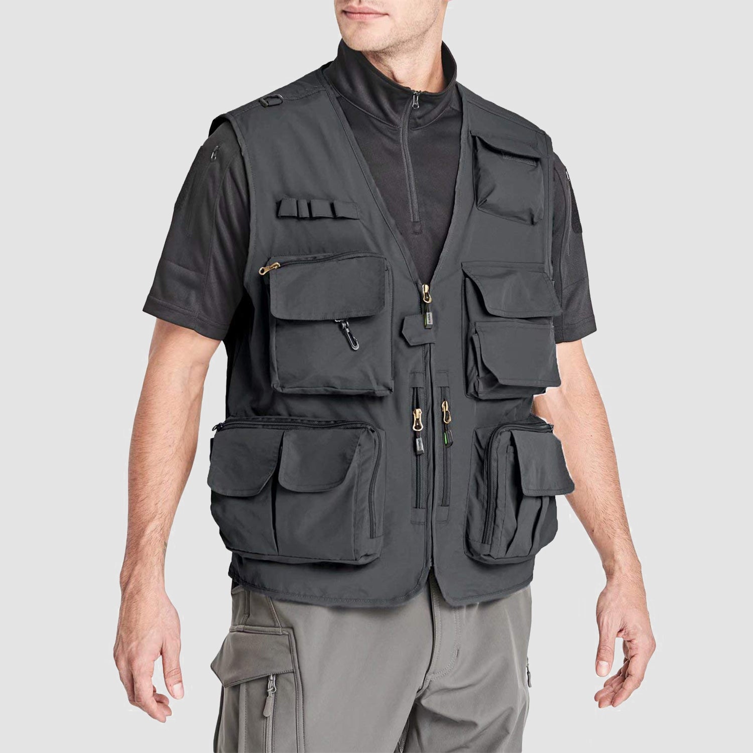 Men's Outerwear Vests Mesh Sleeveless Outdoor Work Vest with Multi Pockets Cargo Waistcoat Fishing