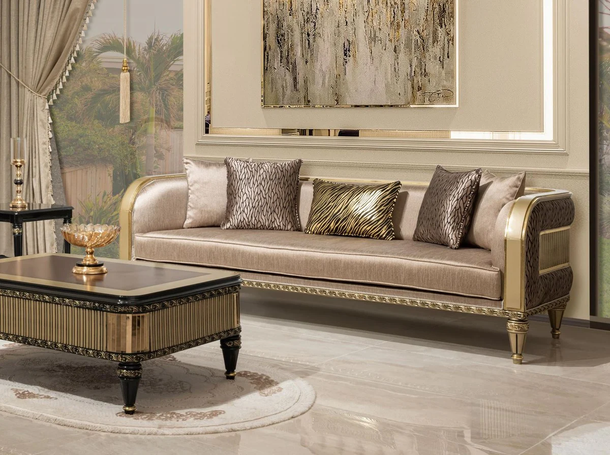 Casa Padrino mesa de centro barroco de lujo marr¨®n / negro / oro - Magn¨ªfica mesa de sal¨®n de estilo barroco - Muebles de sal¨®n estilo barroco - Muebles de lujo estilo barroco - Muebles barrocos