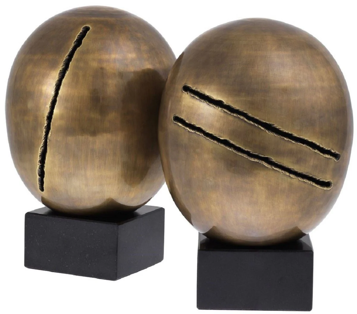 Casa Padrino conjunto de objetos de decoración de lujo vintage latón / negro Ø 20 x A. 32 cm - Decoración de Oficina - Decoración de Escritorio - Decoración de Sala de Estar - Colección de Lujo