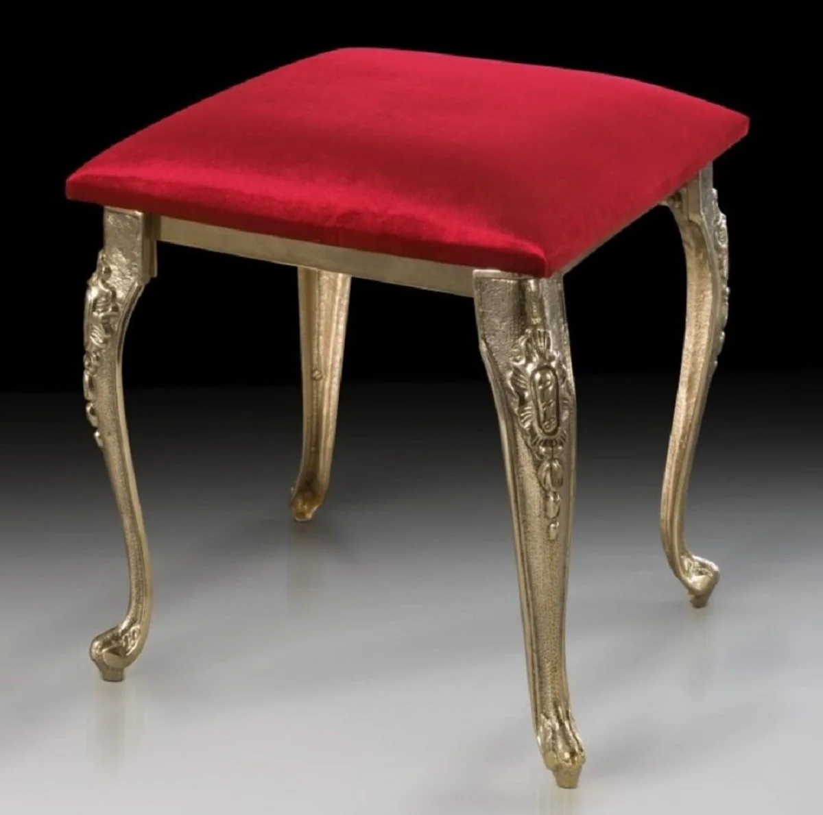 Casa Padrino taburete barroco de lujo de bronce rojo burdeos / oro A. 42 cm - Muebles Barrocos