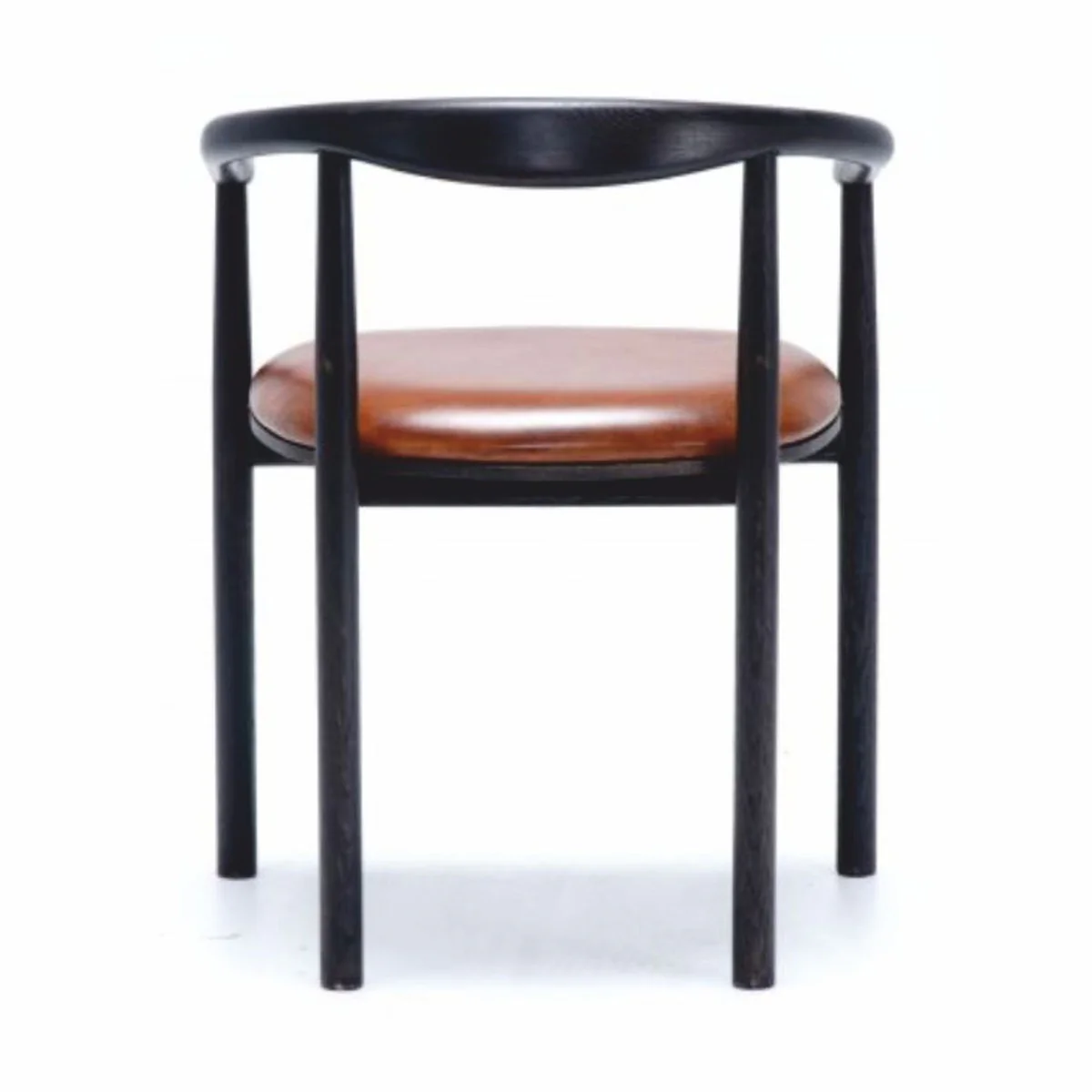 Casa Padrino silla de comedor de cuero de lujo con reposabrazos marr¨®n / negro - Muebles de comedor