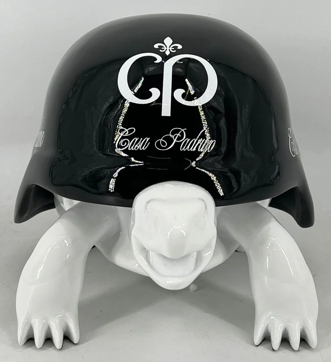 Casa Padrino figura decorativa de lujo tortuga blanco / negro 40 cm - Accesorios decorativos