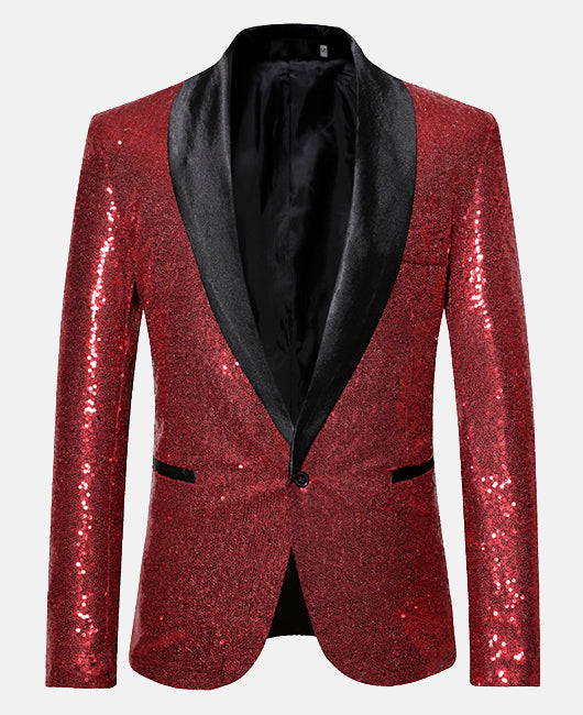 Glamorous Plain Allover Sequin Lapel Collar Blazer