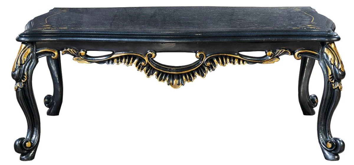 Casa Padrino mesa de centro barroco de lujo azul / oro - Mesa de sal¨®n de estilo barroco hecha a mano - Muebles de sal¨®n de estilo barroco - Muebles barrocos - Muebles de lujo en estilo barroco